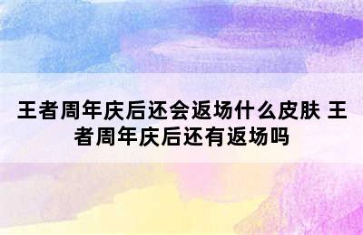 王者周年庆后还会返场什么皮肤 王者周年庆后还有返场吗